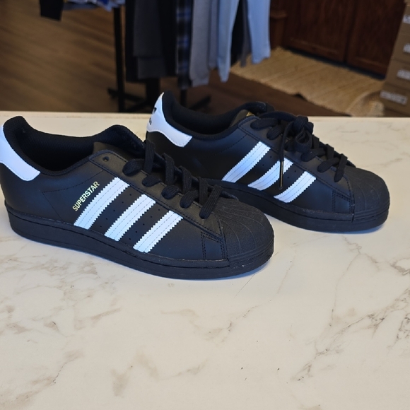 adidas Kids Black and White Superstar Sneakers